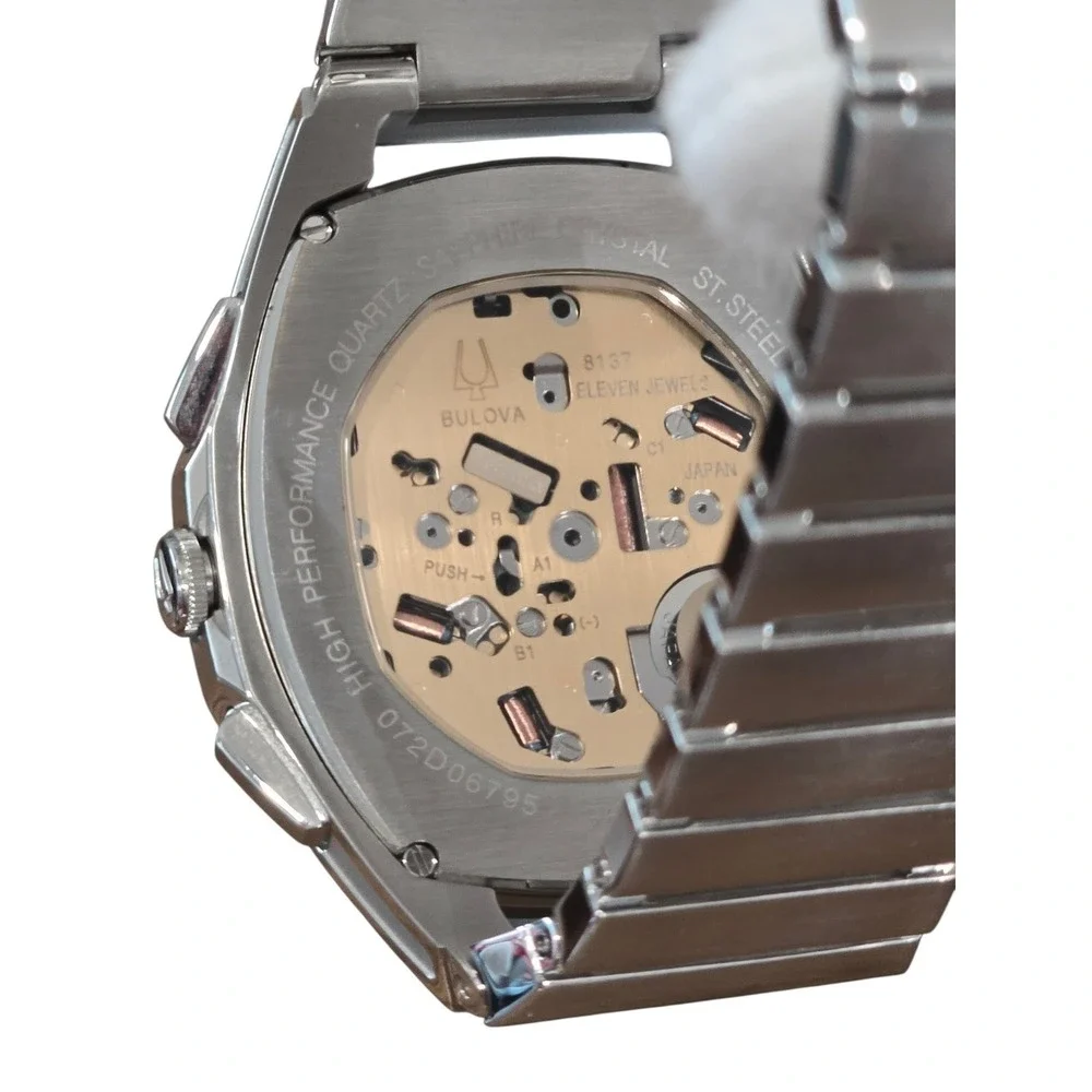Bulova Precision Chronograph Men's Watch Stainless Steel Black Dial w/ Box - Picture 9 of 10